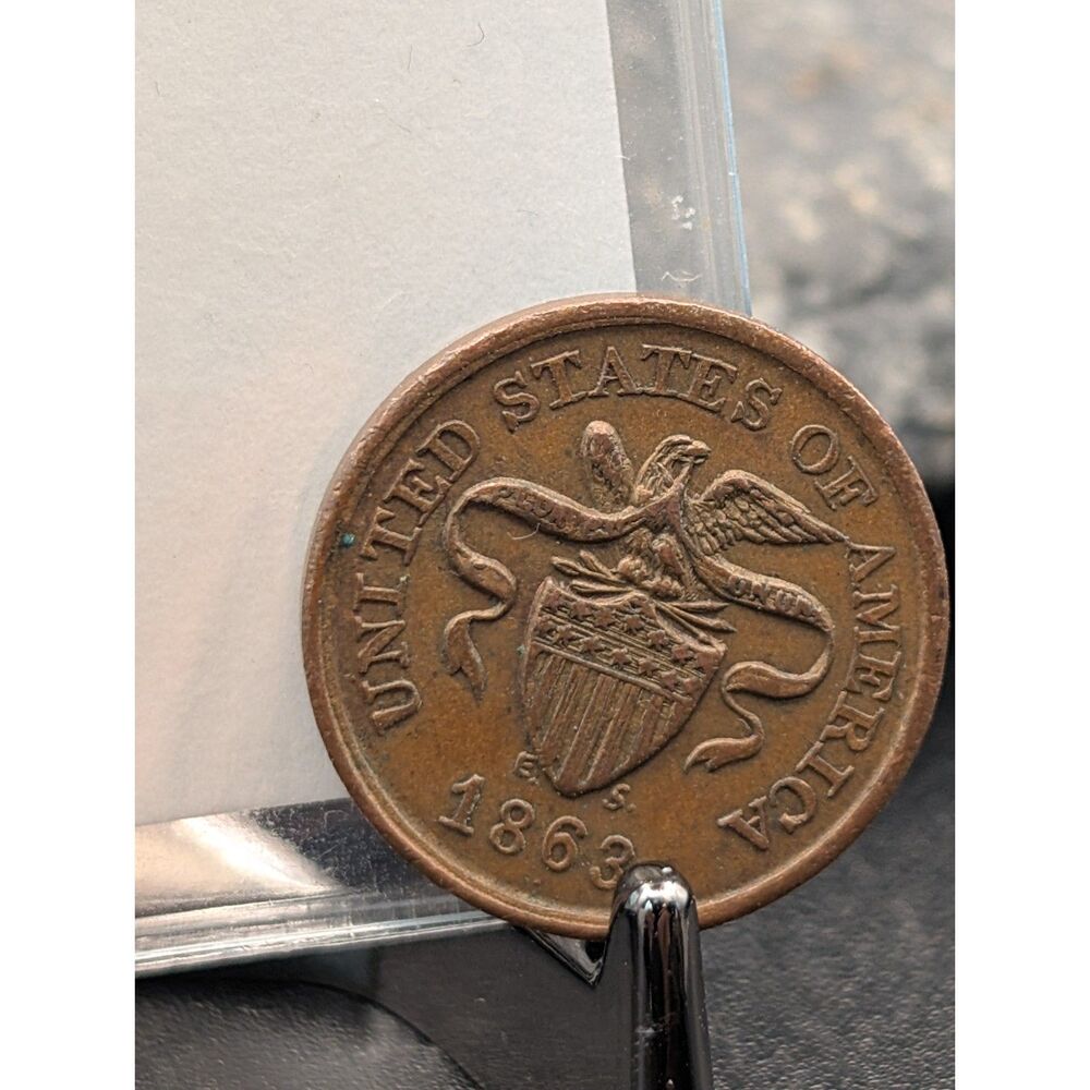 1863 Civil War Token Army & Navy Not One Cent Patriotic Token